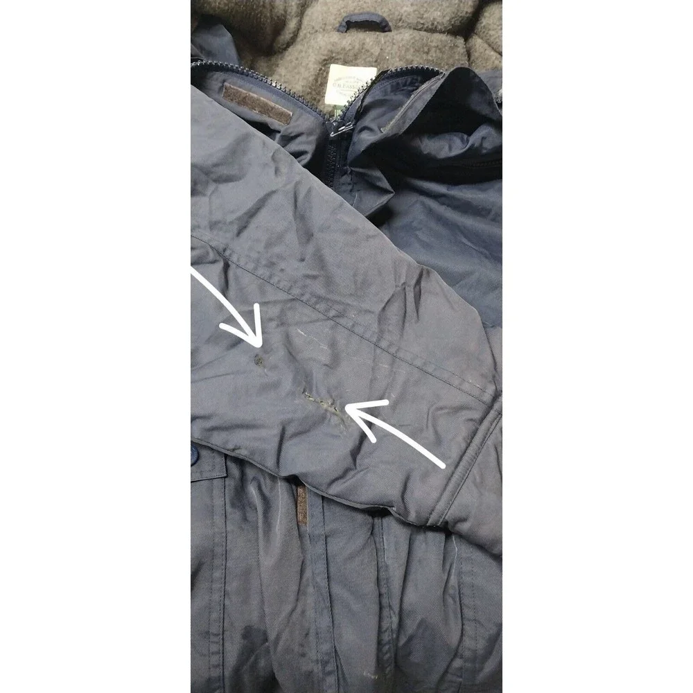 VTG GH BASS Hooded Insulated Lined Navy Blue Full Zip Jacket Coat Large 32